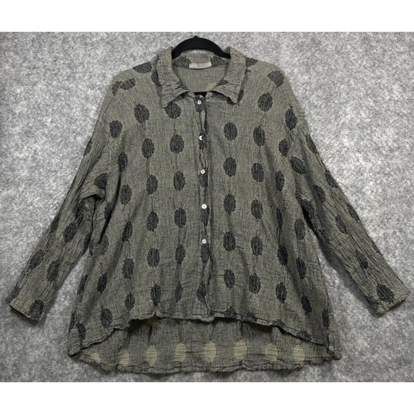 cut loose Tops - Cut Loose Womens Top Dot Shirt Tunic Crinkle Lagenlook Linen Cotton Artsy M